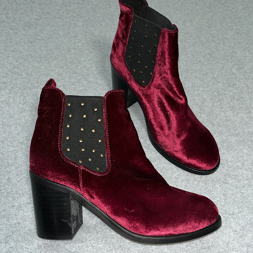 Musse And Cloud Velvet Boots Size 7 Ankle Studded Steampunk Gothic Whimsigoth